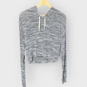 Abercrombie & Fitch XS Cropped Knit Hoodie Gray Casual Soft Girl Core